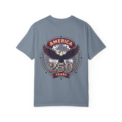 America Flag EST 1776-2026 T-Shirt | 250 Years Eagle Back Graphic