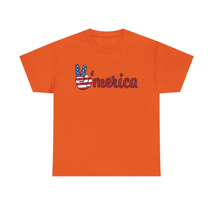 Merica Peace Hand graphic Tee | American Flag Popsicle back, Patriotic Fourth of July
