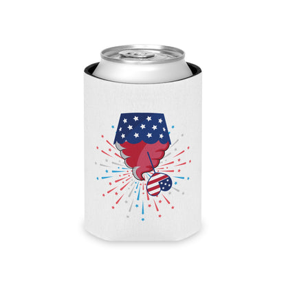 Red White Blue Wine Can Cooler | 4th of July Patriotic Drink Koozie