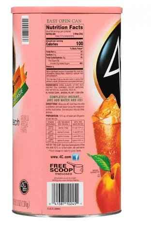 4C Iced Tea Mix Variety – Lemon, Raspberry & Peach – Real Cane Sugar Drink Mix – 82.6 oz – 94 Servings Family Beverage