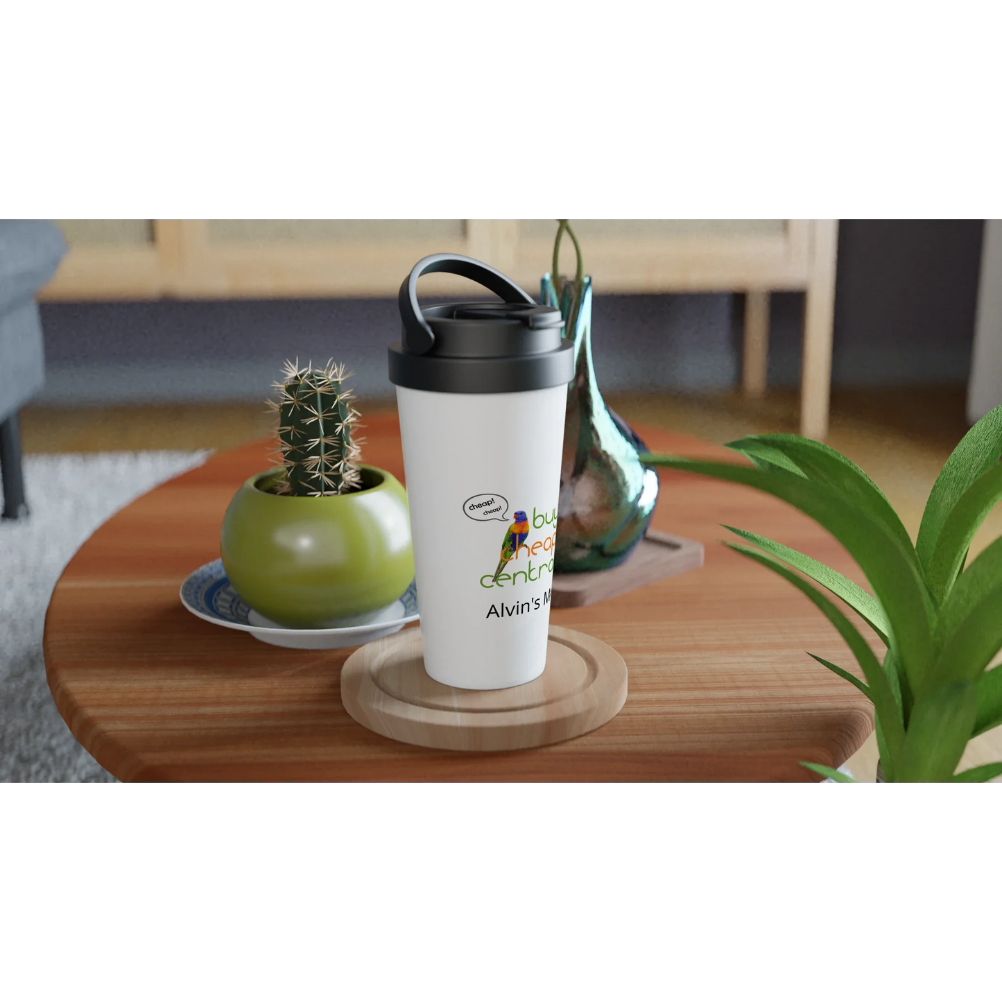 White 15oz Stainless Steel Travel Mug