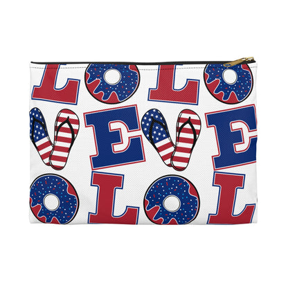 Patriotic LOVE pattern Accessory Pouch | American flag letters and icons