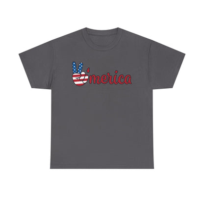 Merica Peace Hand graphic Tee | American Flag Popsicle back, Patriotic Fourth of July