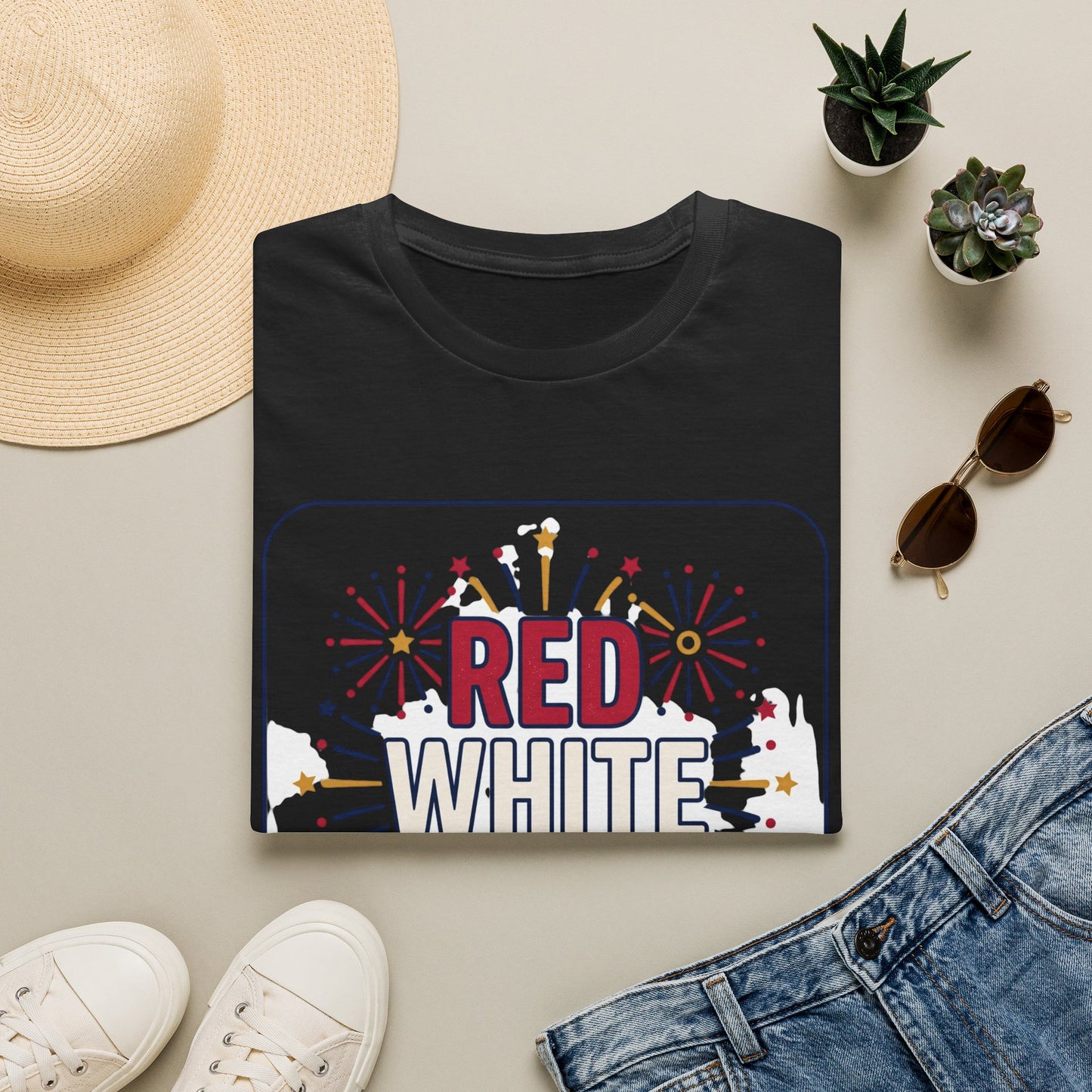 Red White Blue fireworks T-Shirt | Fourth of July patriotic tee