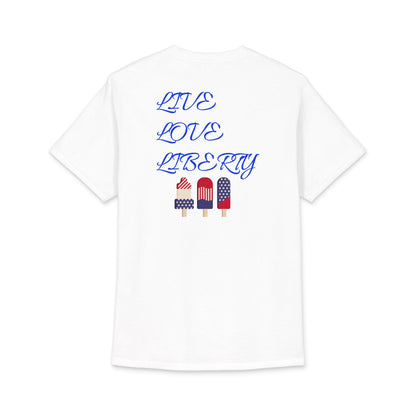 Live Love Liberty tee | Patriotic American flag donuts & popsicles | 4th of July