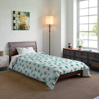Turquoise Floral Pattern Comforter | Teal Flower All-Over Print