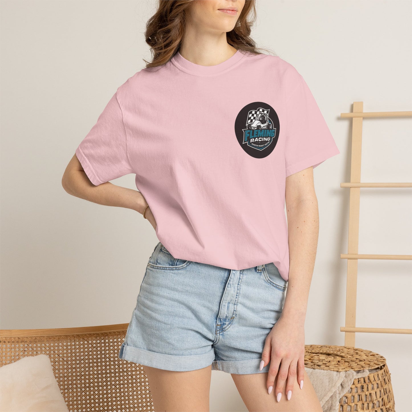 Fleming Racing QM Logo T-Shirt | Checkered Flag Circle Design
