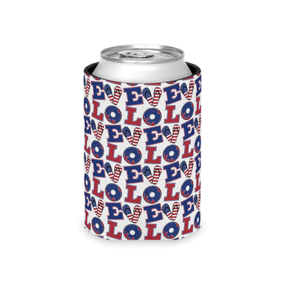 Patriotic LO Pattern Can Cooler | 4th of July, Americana Drink Sleeve
