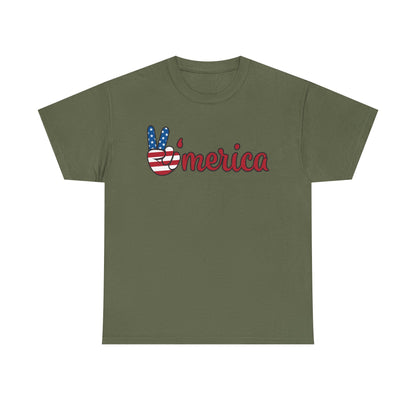 Merica Peace Hand graphic Tee | American Flag Popsicle back, Patriotic Fourth of July