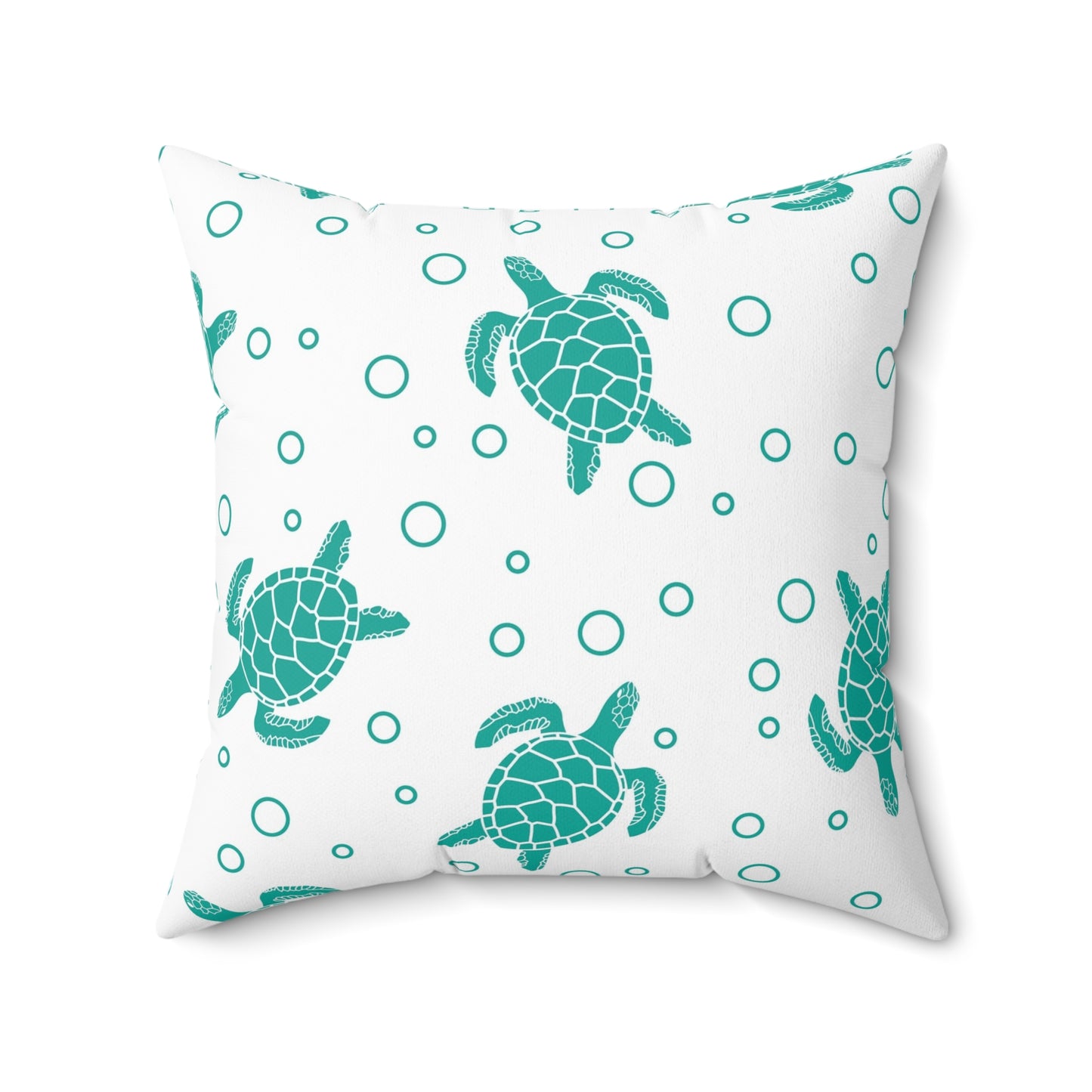Teal Sea Turtle Pattern Pillow | Square Decorative Pillow