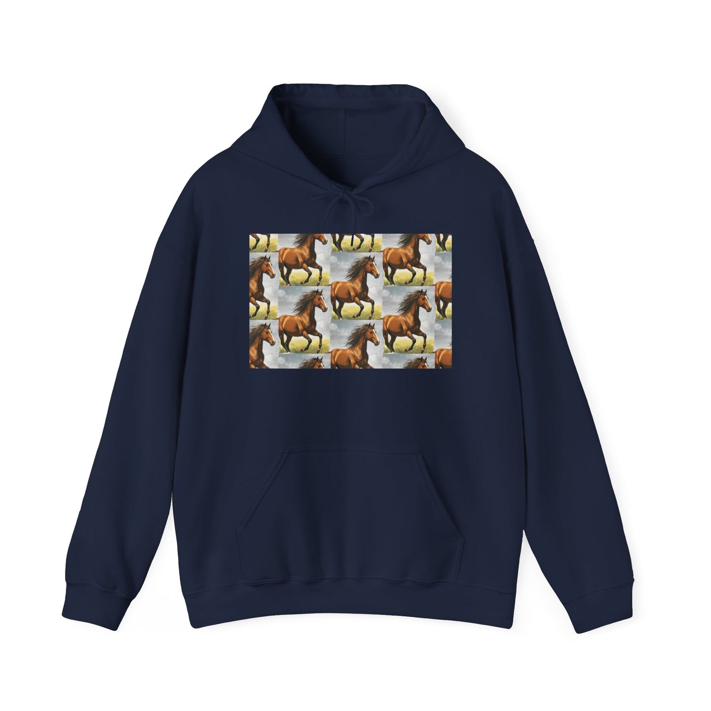 Brown Horse Pattern Hoodie | Galloping Horse Repeat Design