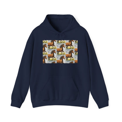 Brown Horse Pattern Hoodie | Galloping Horse Repeat Design