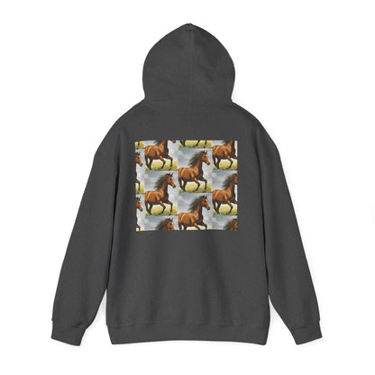 Brown Horse Pattern Hoodie | Galloping Horse Repeat Design