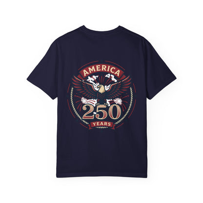 America Flag EST 1776-2026 T-Shirt | 250 Years Eagle Back Graphic