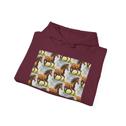 Brown Horse Pattern Hoodie | Galloping Horse Repeat Design