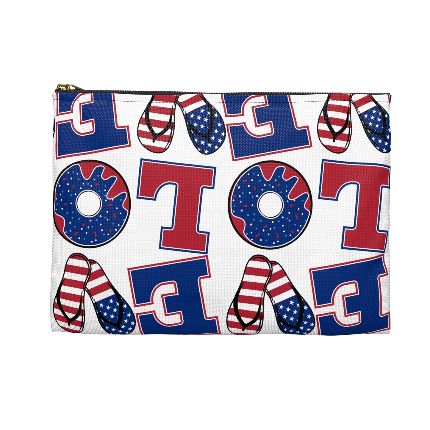 Patriotic LOVE pattern Accessory Pouch | American flag letters and icons