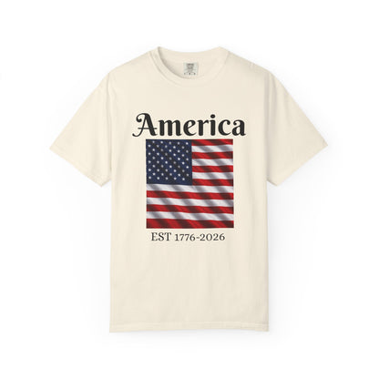 America Flag EST 1776-2026 T-Shirt | 250 Years Eagle Back Graphic