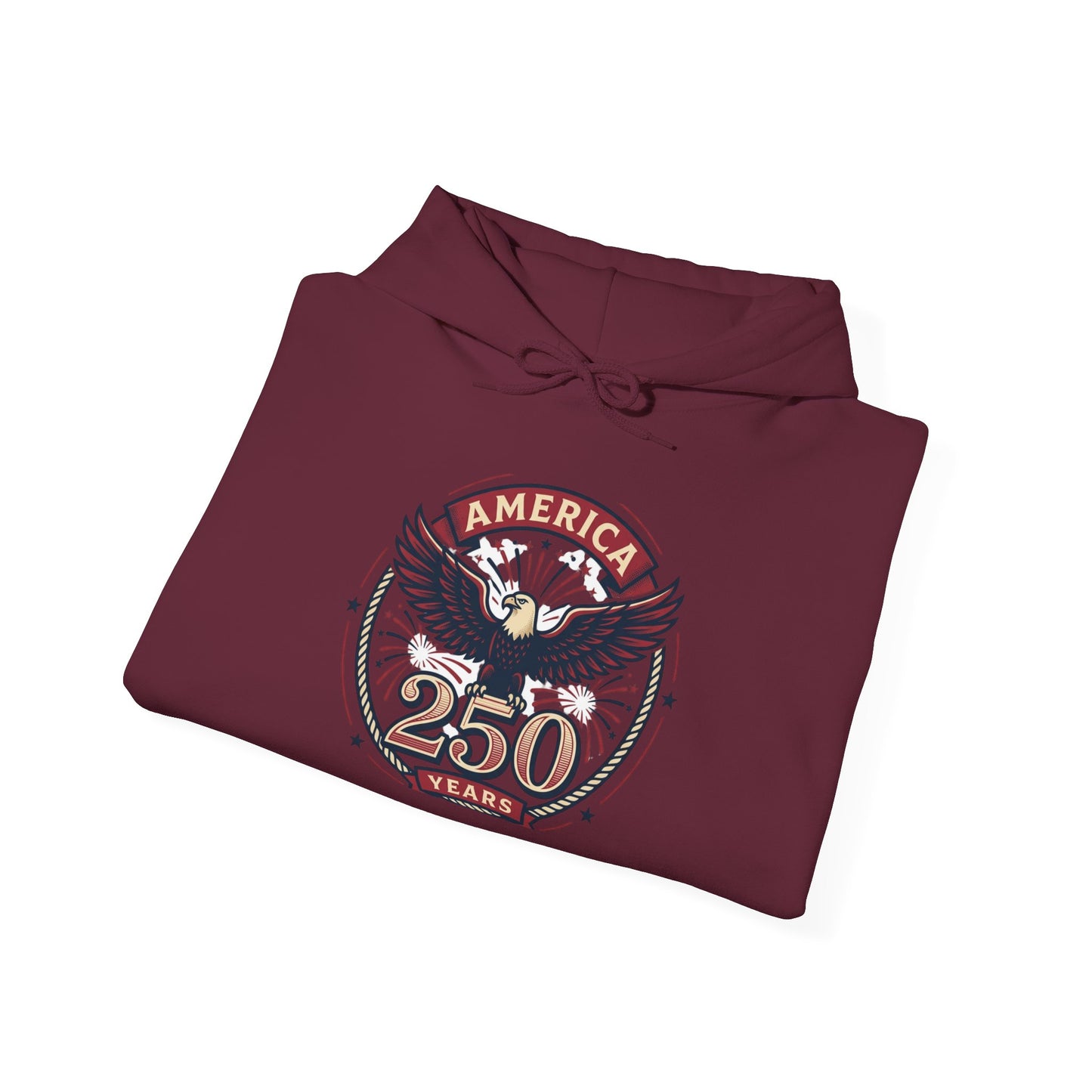 America 250 Years Eagle Graphic Hoodie | Fireworks Backprint