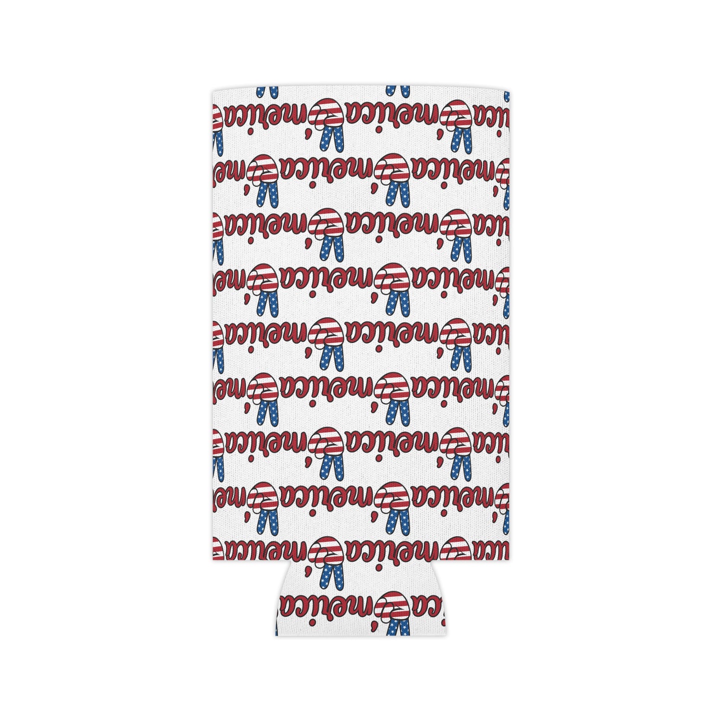Merica Peace Sign Pattern Can Cooler | Patriotic 4th of July Drink Sleeve