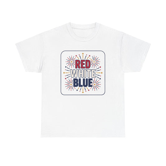 Red White Blue fireworks tee | Patriotic Fourth of July shirt