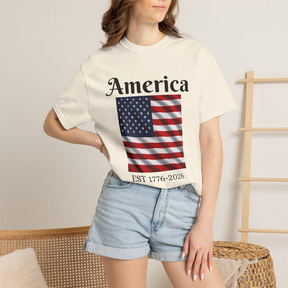 America Flag EST 1776-2026 T-Shirt | 250 Years Eagle Back Graphic