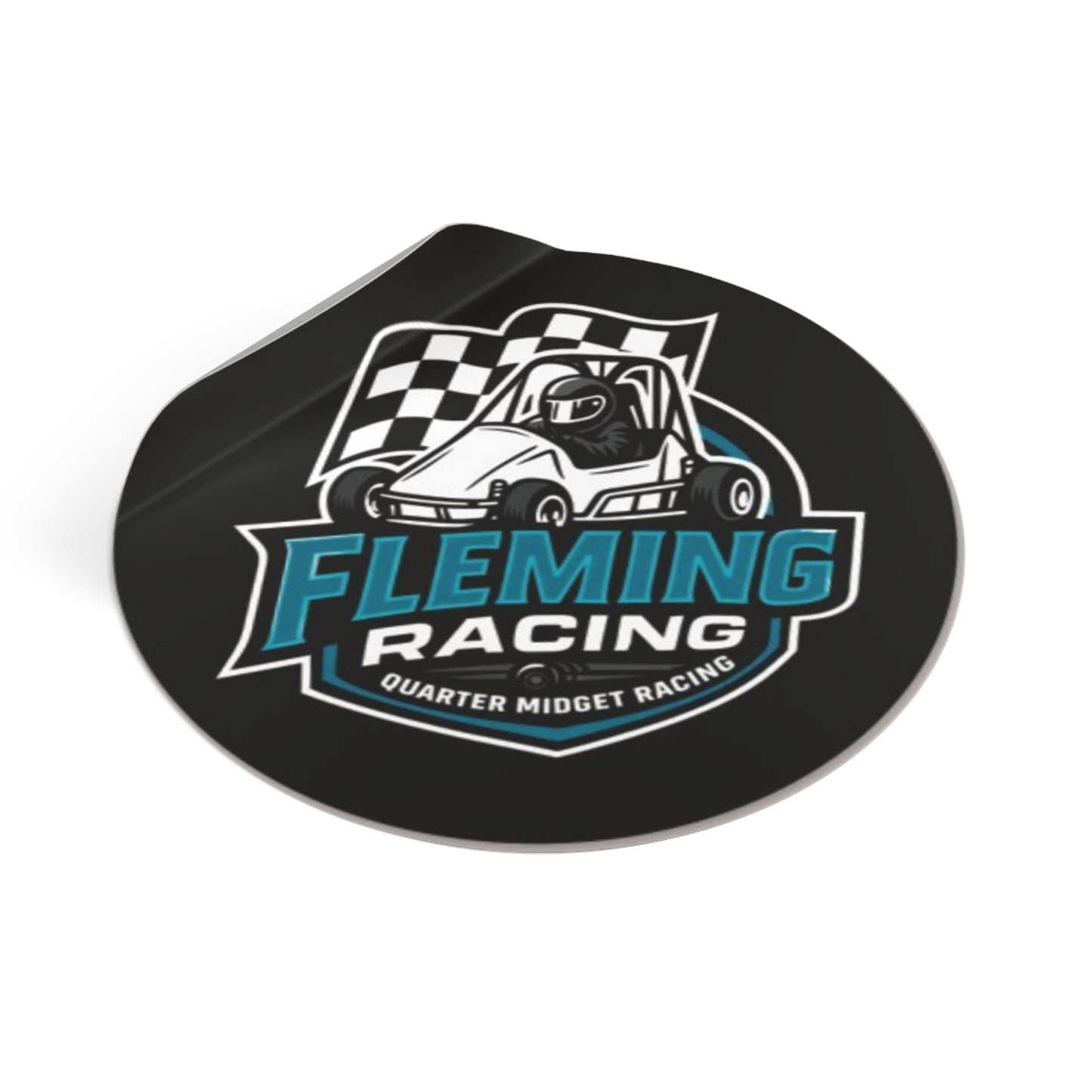 Fleming Racing Sticker | Round Vinyl Racing Logo, Quarter Midget Car