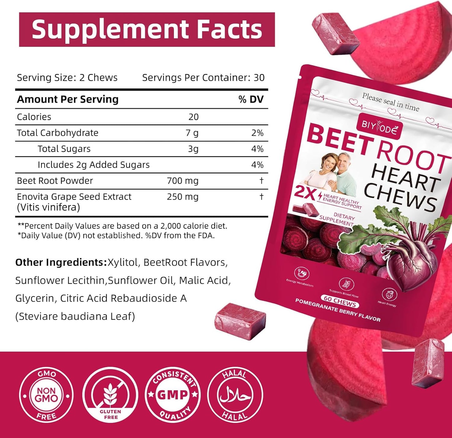 Beet Root Heart Chews