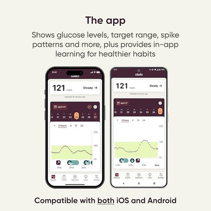 Dexcom Stelo Continuous Glucose Monitor Biosensors – 2 Pack (15-Day Sensors) [Bluetooth]