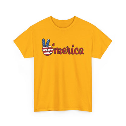 Merica Peace Hand graphic Tee | American Flag Popsicle back, Patriotic Fourth of July