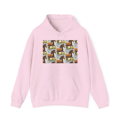 Brown Horse Pattern Hoodie | Galloping Horse Repeat Design