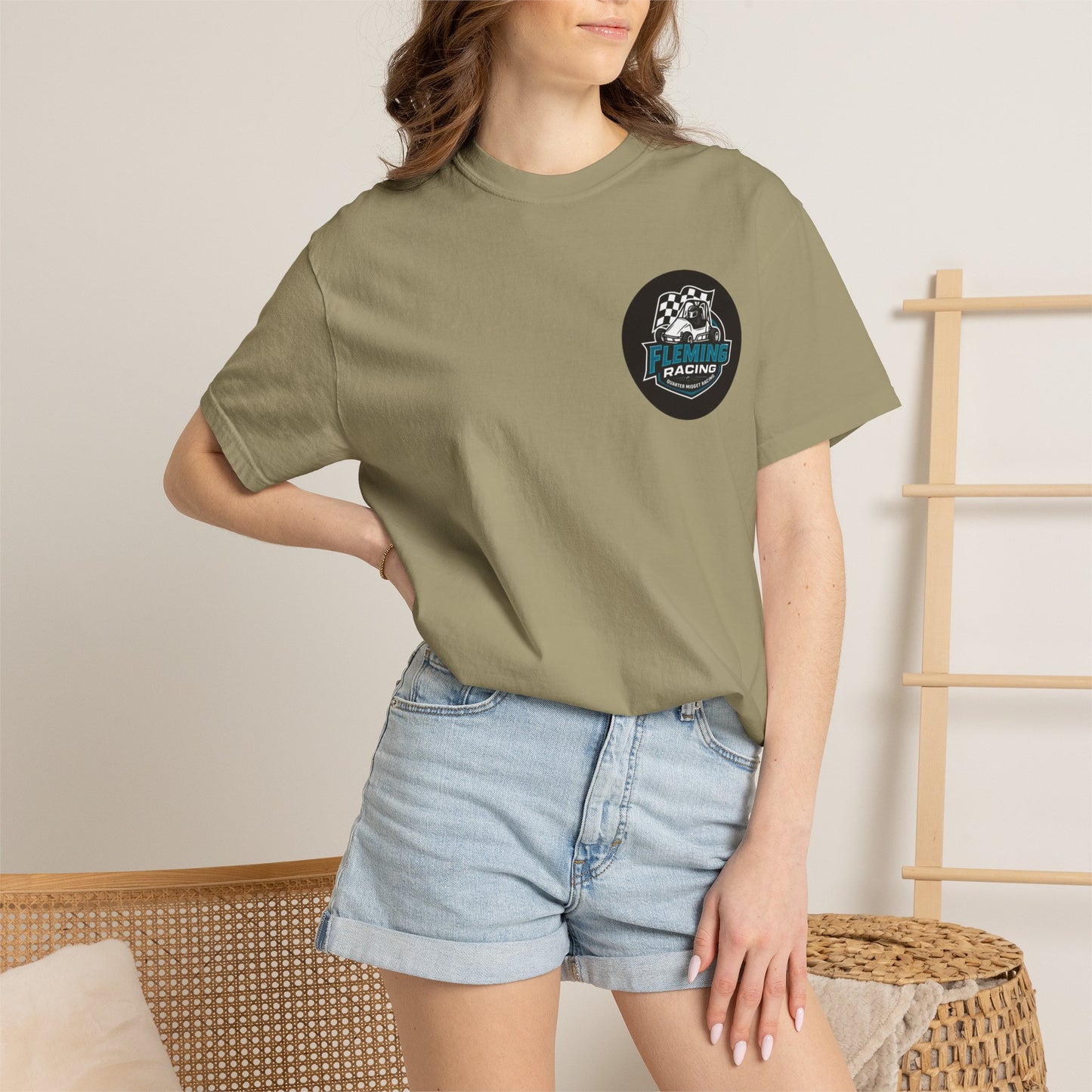 Fleming Racing QM Logo T-Shirt | Checkered Flag Circle Design