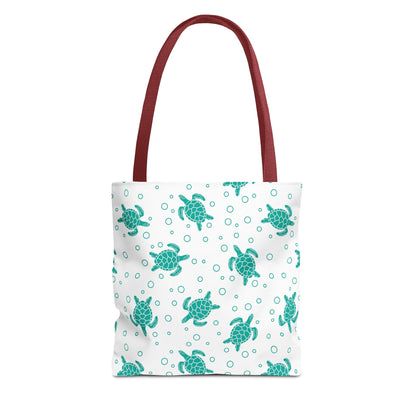 Teal Sea Turtle Pattern Tote Bag | Repeating Turtle Print