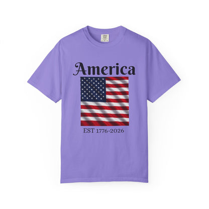 America Flag EST 1776-2026 T-Shirt | 250 Years Eagle Back Graphic
