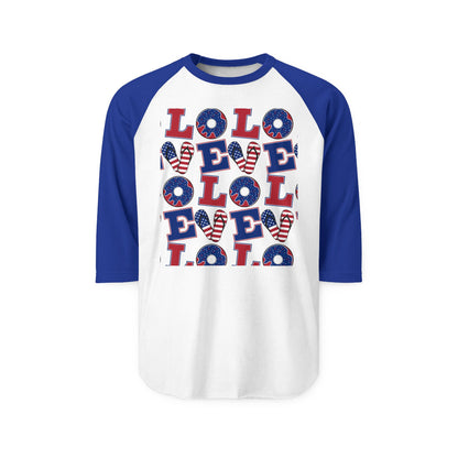 Patriotic LOL Pattern Raglan Shirt | American Flag Skull Letters