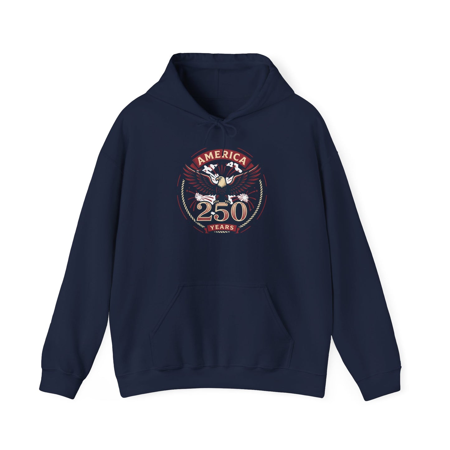 America 250 Years Eagle Graphic Hoodie | Fireworks Backprint