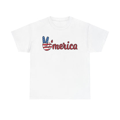 Merica Peace Hand graphic Tee | American Flag Popsicle back, Patriotic Fourth of July