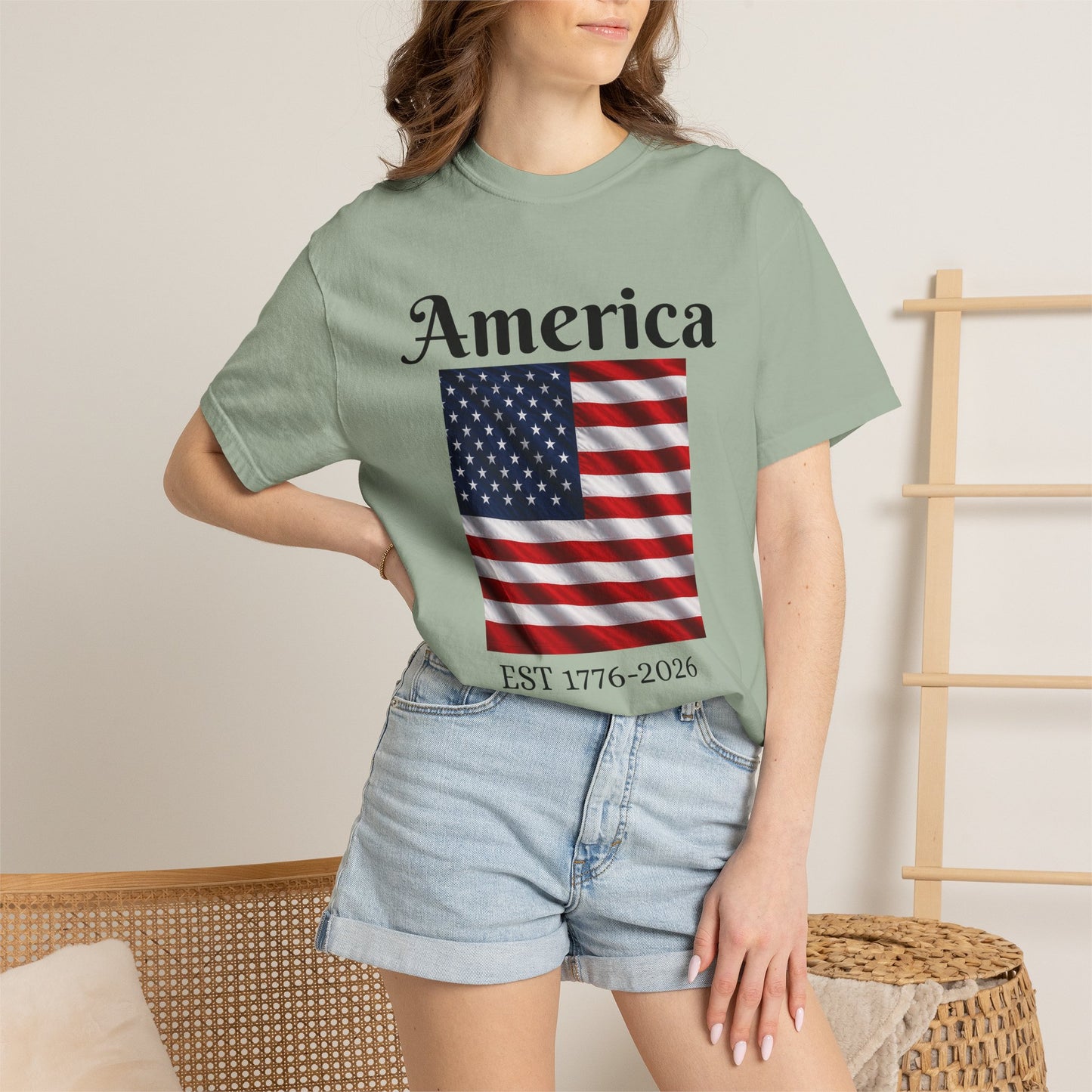 America Flag EST 1776-2026 T-Shirt | 250 Years Eagle Back Graphic