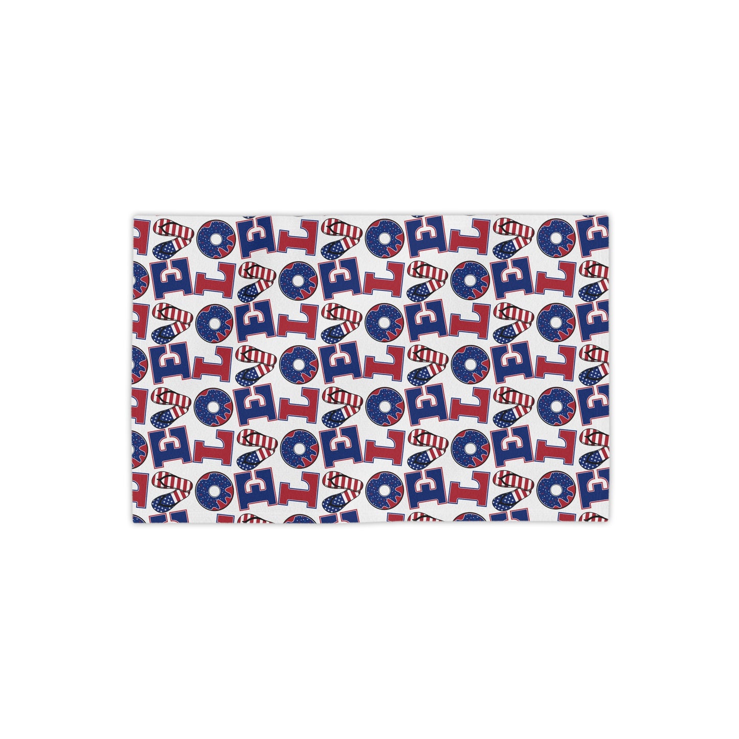 Patriotic LOVE Pattern Beach Towel | American Flag Heart, Red Blue Letters