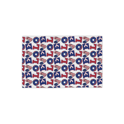 Patriotic LOVE Pattern Beach Towel | American Flag Heart, Red Blue Letters