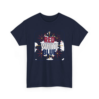 Red White Blue fireworks tee | Patriotic Fourth of July shirt