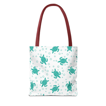 Teal Sea Turtle Pattern Tote Bag | Repeating Turtle Print
