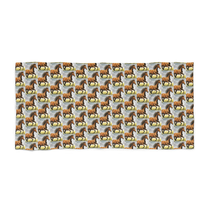 Sunset Horse Pattern Beach Towel | Repeating Horse Design