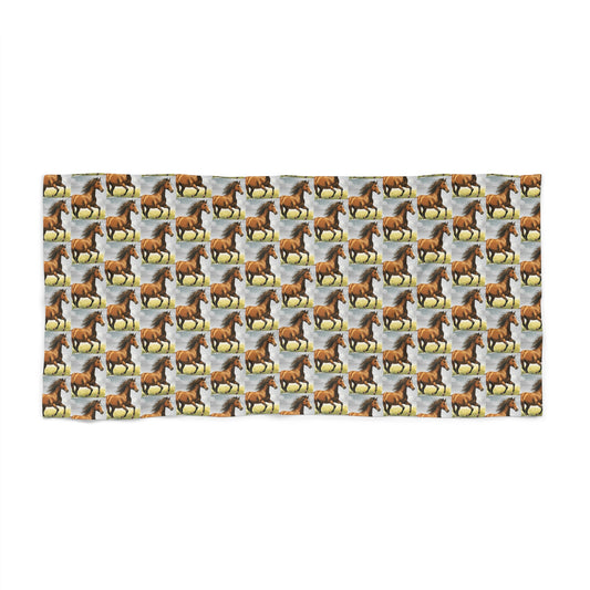 Sunset Horse Pattern Beach Towel | Repeating Horse Design