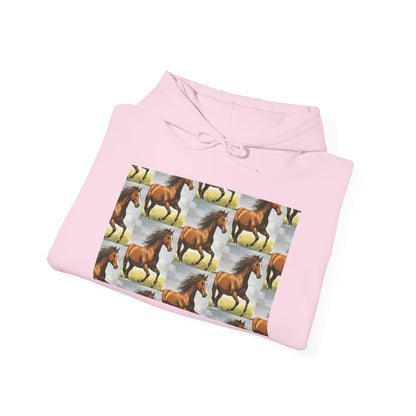 Brown Horse Pattern Hoodie | Galloping Horse Repeat Design
