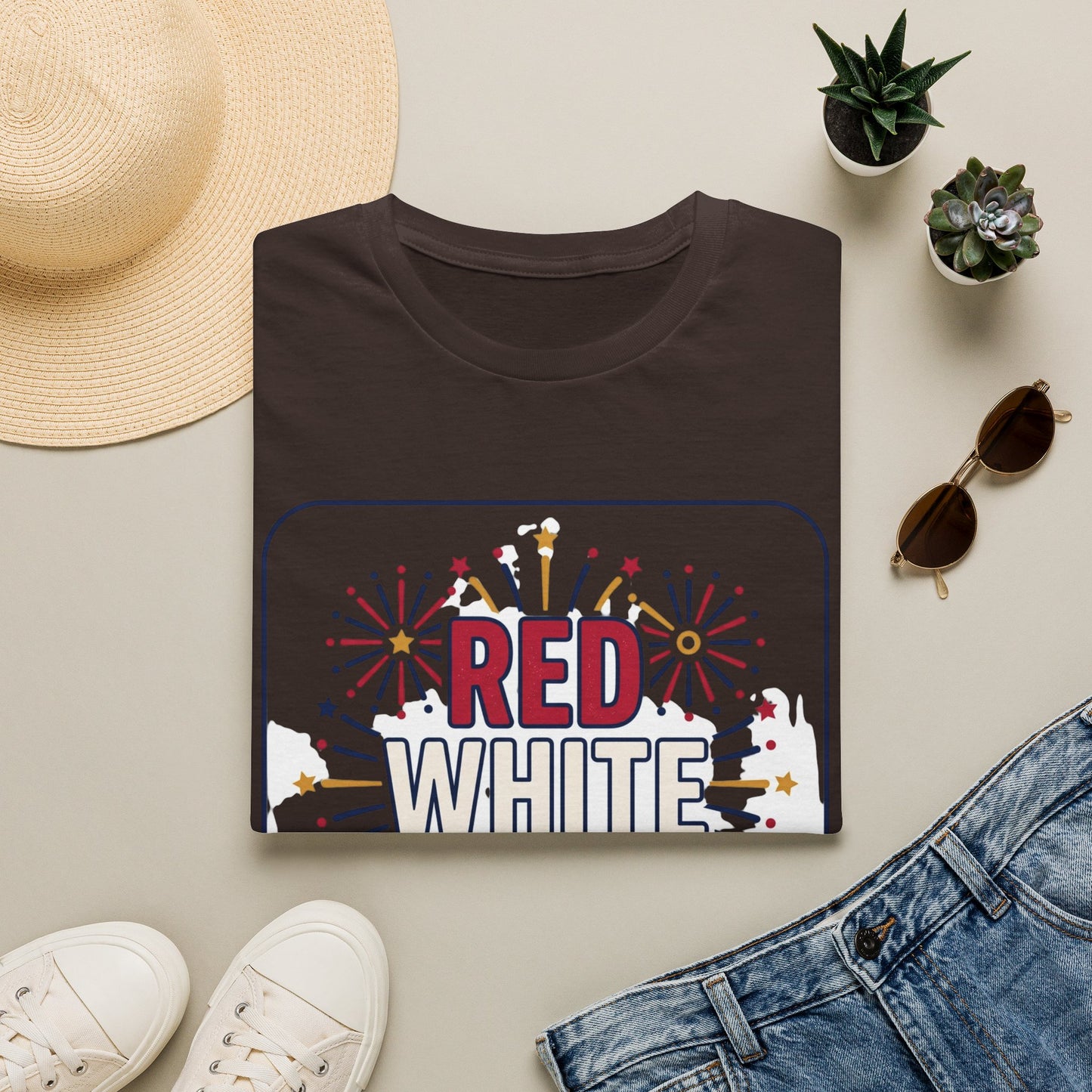Red White Blue fireworks T-Shirt | Fourth of July patriotic tee