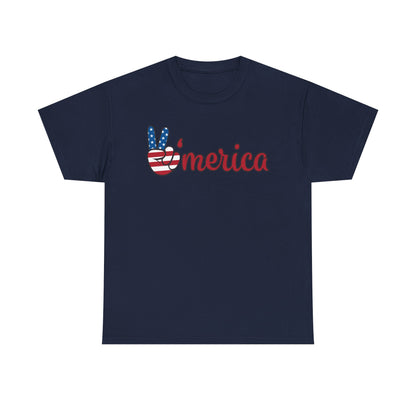 Merica Peace Hand graphic Tee | American Flag Popsicle back, Patriotic Fourth of July