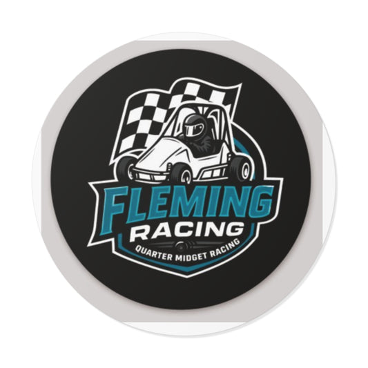 Fleming Racing Sticker | Round Vinyl Racing Logo, Quarter Midget Car