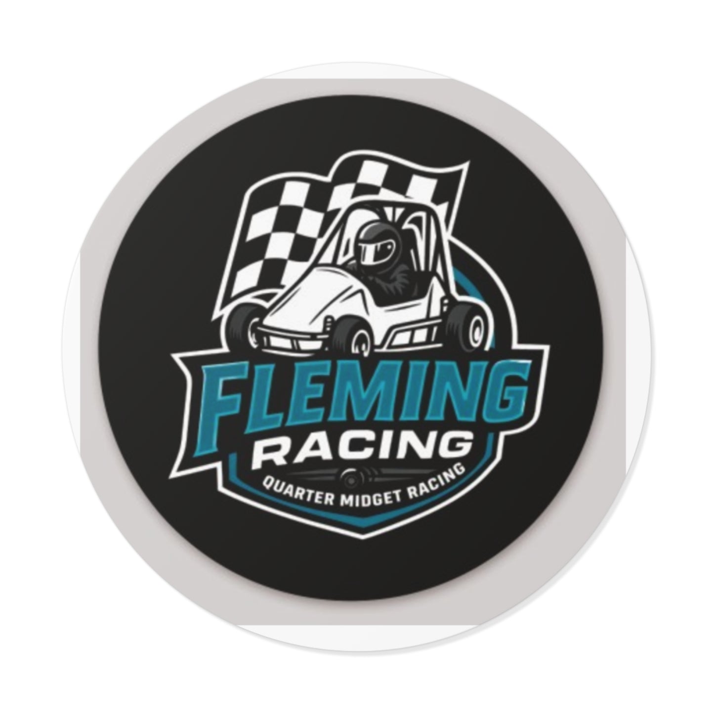 Fleming Racing Sticker | Round Vinyl Racing Logo, Quarter Midget Car