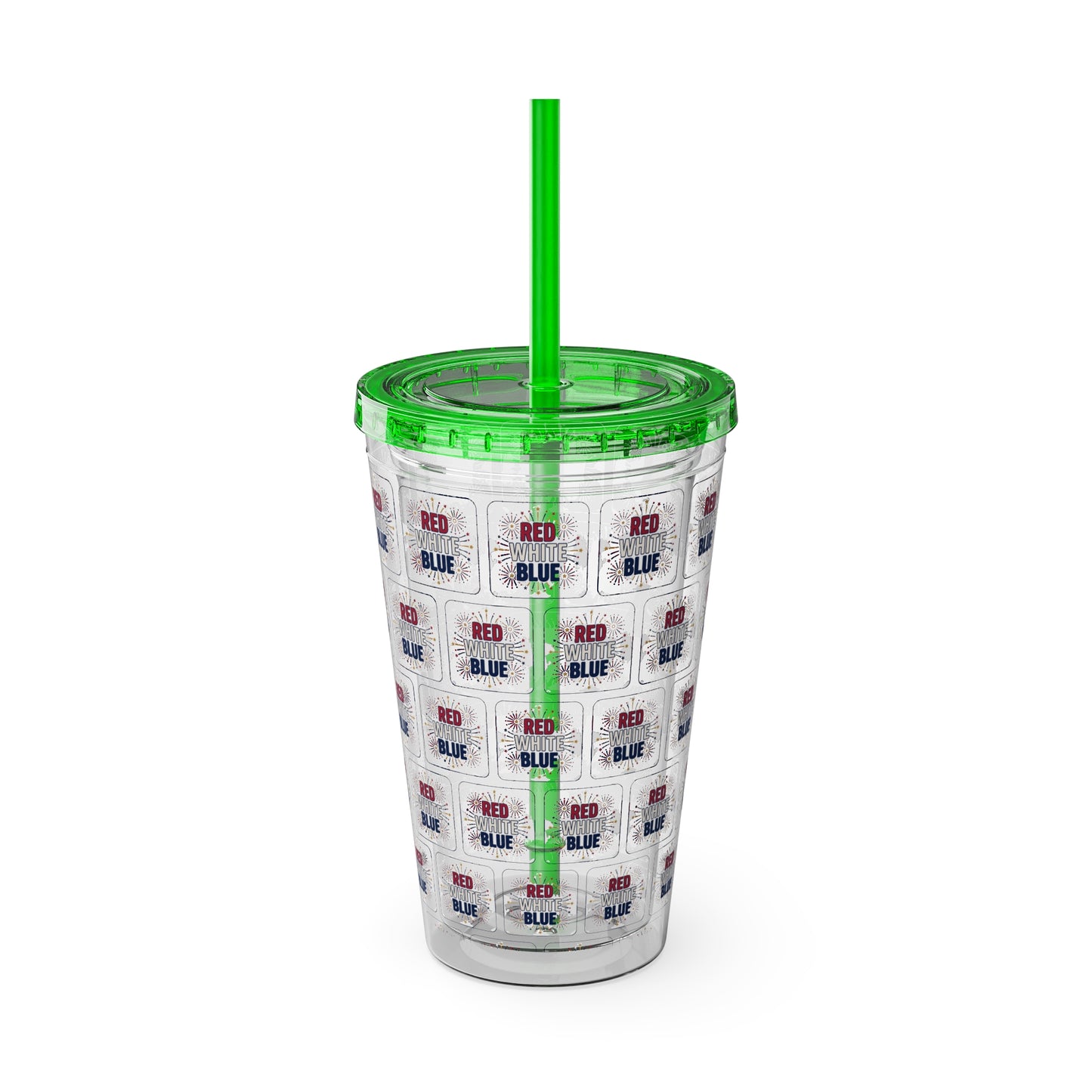 Red White Blue flag pattern Tumbler | 16oz straw cup