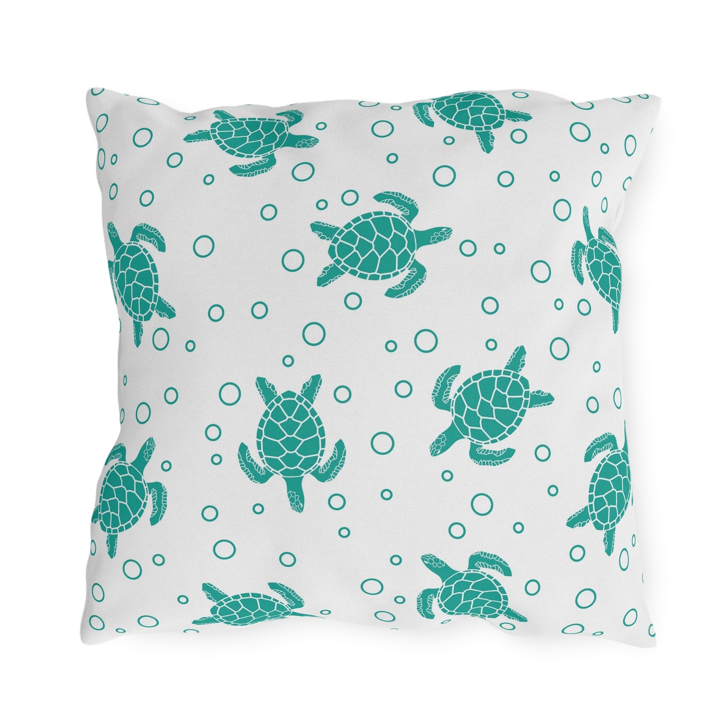 Sea Turtle Outdoor Pillow – Teal Nautical Patio Cushion